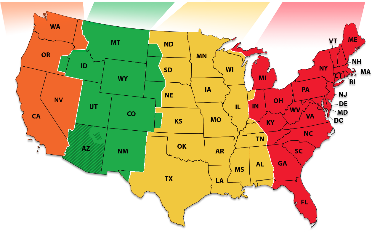 Map of the United States of America (USA)